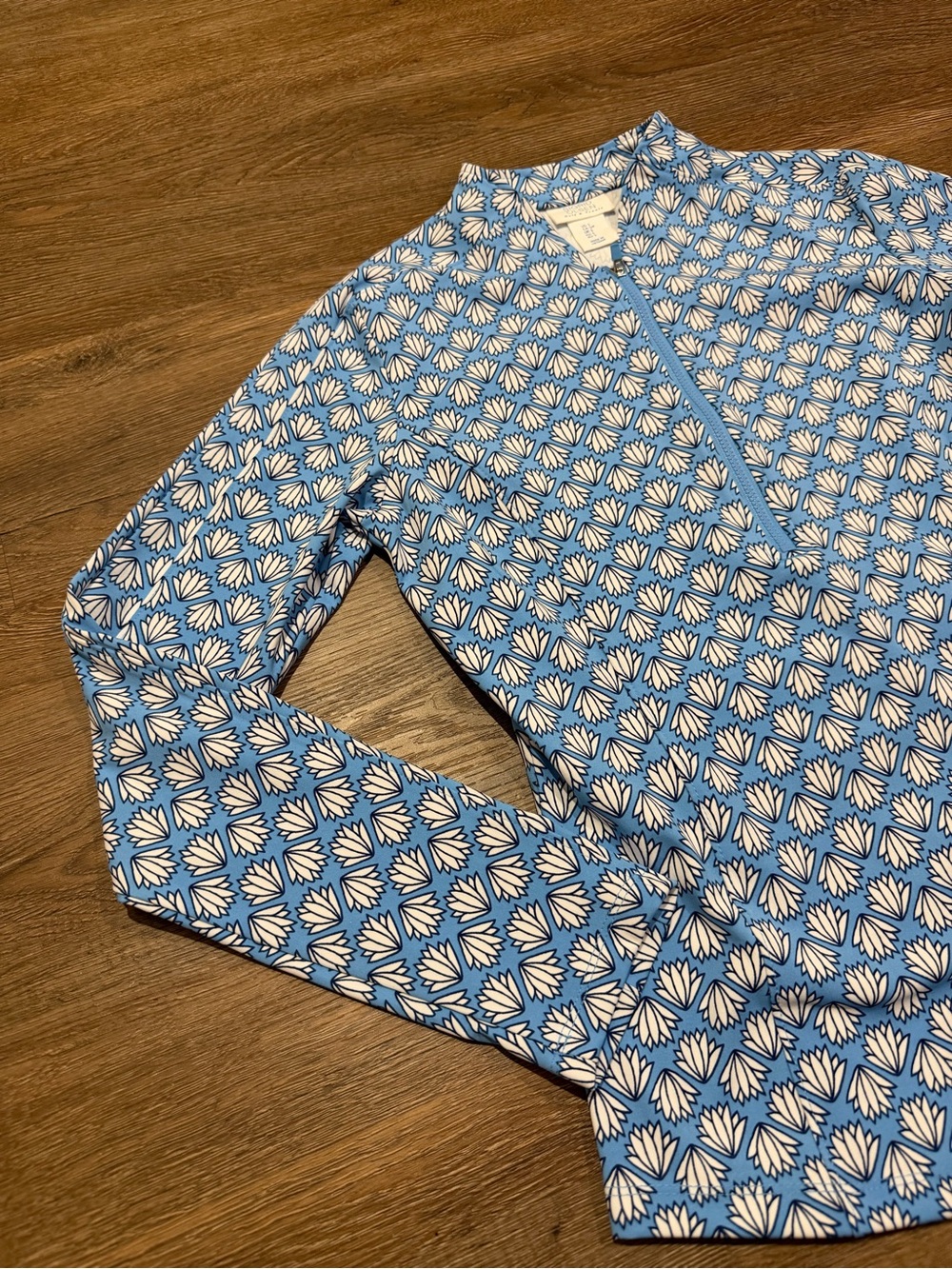 Sigrid Olsen Golf & Tennis Blue Floral Quarter Zip Pullover Top Size Small - Picture 2 of 8
